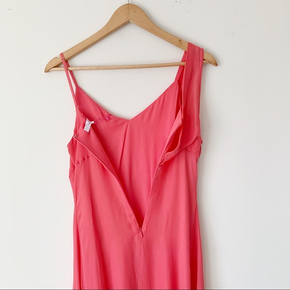 Parker Pippy Asymmetrical Silk Blend Coral Dress - Picture 6 of 8